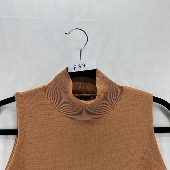 House Of Harlow 1960 Crop Top Womens L Mock Neck Sleeveless Pullover Knitted Tan - Picture 10 of 10